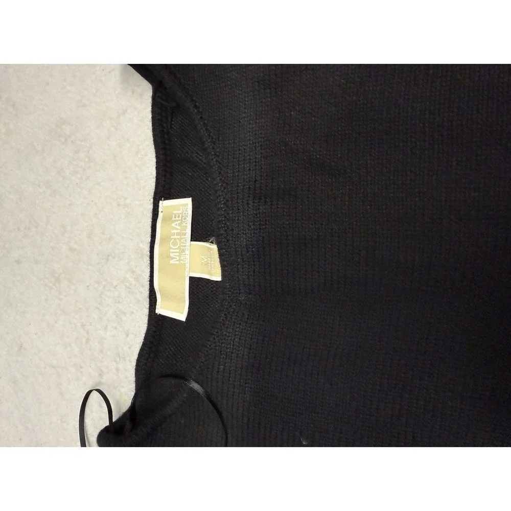 Michael Kors Women's Black Long‎ Sleeve Sweater Tunic Zipper Side Size L